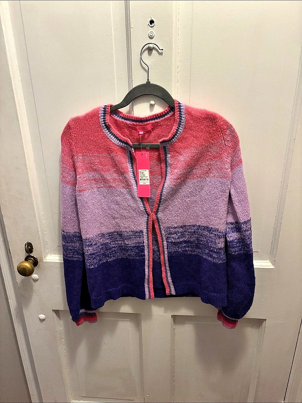 Lilly Pulitzer Leyla Cardigan Color Block Cardigan in Pink & Purple Size Small
